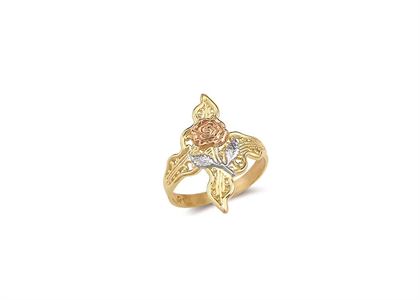 Three Tone Plated Filigree Flower Ring